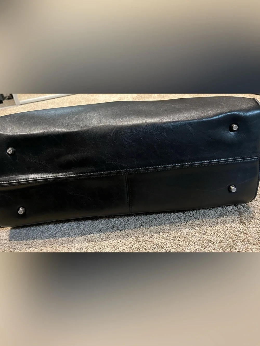 Sleek Black Leather Laptop Tote - Professional Work Bag